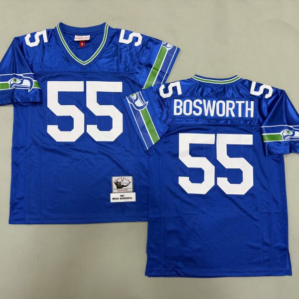 Men's #55 Brian Bosworth Seattle Seahawks Blue Jersey