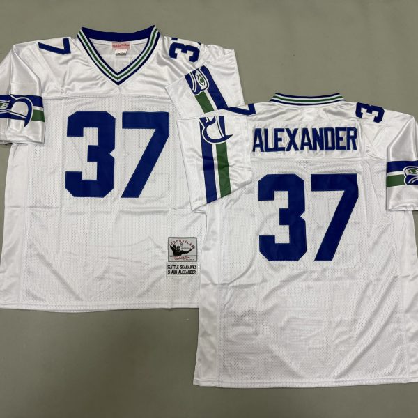 Men's #37 Shaun Alexander Seattle Seahawks White Jersey