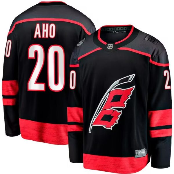 Men's Carolina Hurricanes #20 Sebastian Aho Fanatics Branded Black Home Breakaway Jersey