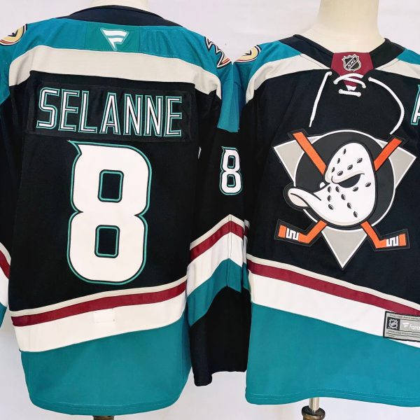 Men's #8 Teemu Selanne Anaheim Ducks Black City Edition Jersey
