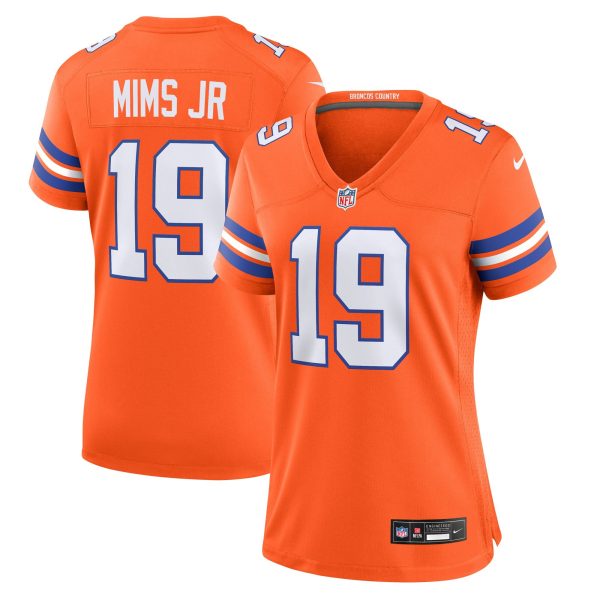 Women's Denver Broncos #19 Marvin Mims Jr Nike Orange Mile High Collection 1977 Throwback Player Jersey