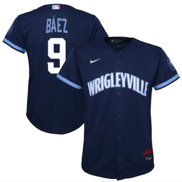 Youth Nike Chicago Cubs #9 Javier Bèçèé©´èéèçèé©´èéez Navy MLB 2021 City Connect Replica Player Jersey