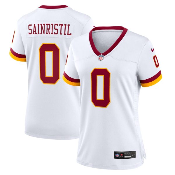 Women's #0 Mike Sainristil Washington Commanders Nike Game Super Bowl Era White Jersey