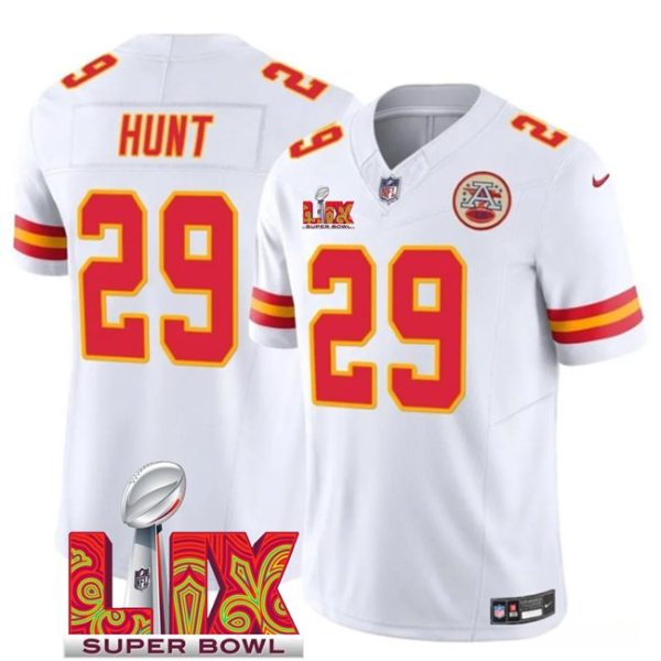 Youth Kansas City Chiefs #29 Kareem Hunt White Super Bowl LIX F.U.S.E. Vapor Limited Stitched Jersey