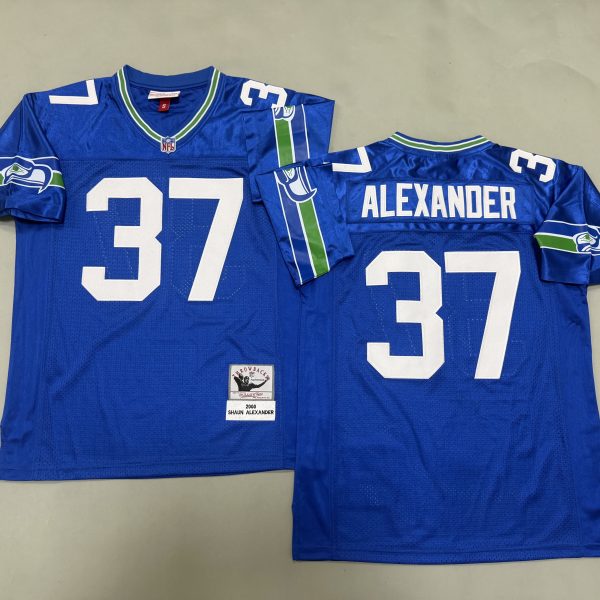 Men's #37 Shaun Alexander Seattle Seahawks Blue Jersey