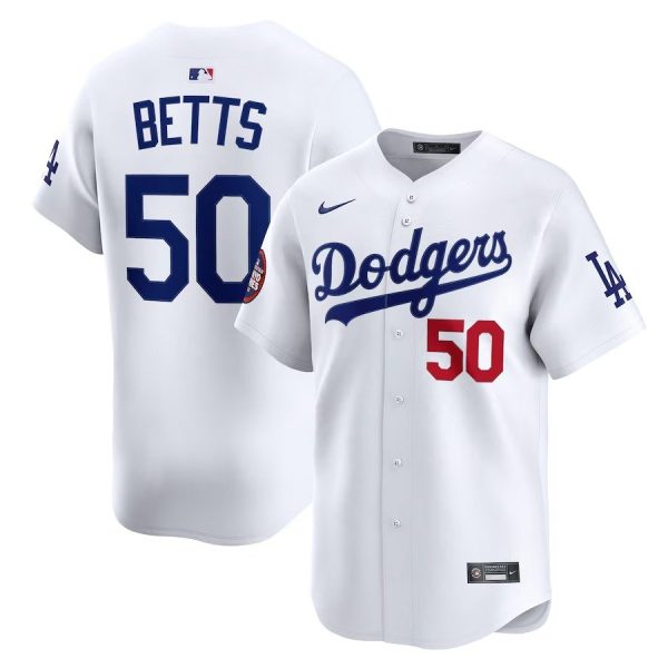 Men's #50 Mookie Betts Los Angeles Dodgers Nike 2025 MLB World Tour: Tokyo Series Home Limited Player White Jersey