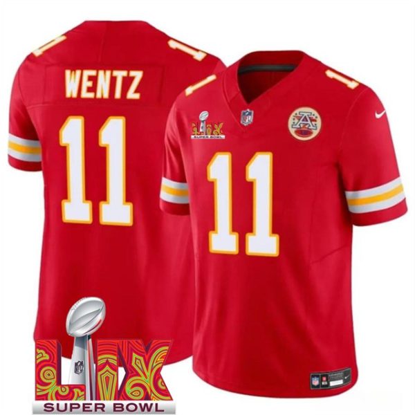 Youth Kansas City Chiefs #11 Carson Wentz Red Super Bowl LIX F.U.S.E. Vapor Limited Stitched Jersey