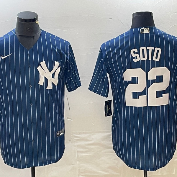 Men's Nike New York Yankees Jersey #22 Juan Soto Blue Jersey