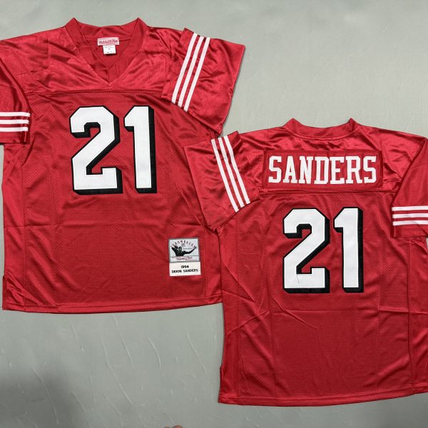 Men's #21 Deion Sanders San Francisco 49ers Red Jersey