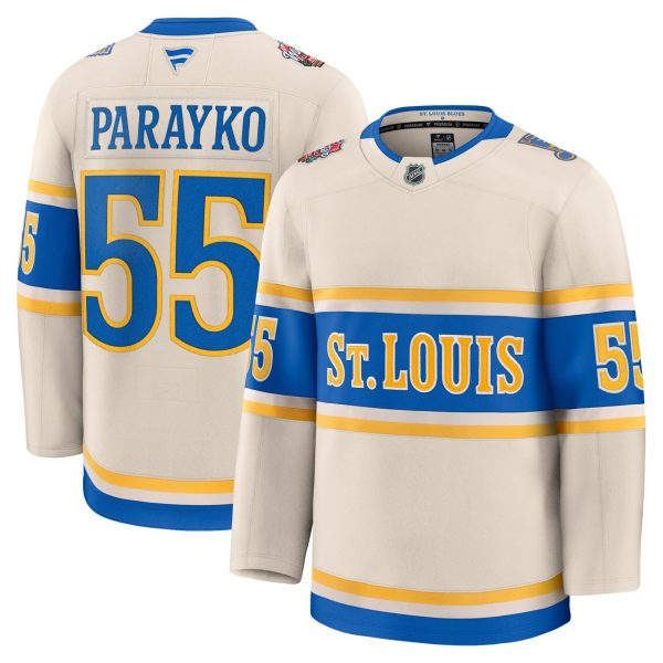 Colton Parayko #55 St. Louis Blues Fanatics 2025 NHL Winter Classic Premium Player Cream Jersey