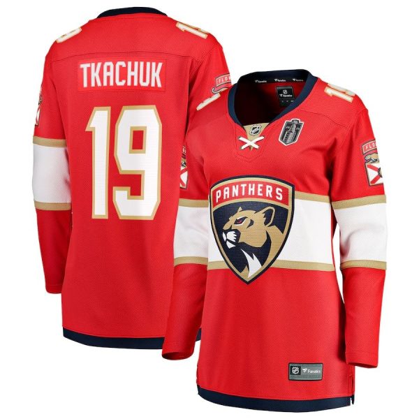 Women's #19 Matthew Tkachuk Florida Panthers Fanatics 2025 Stanley Cup Final Home Breakaway Player Red Jersey