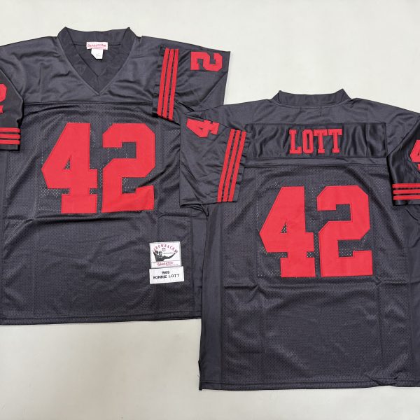 Men's #42 Ronnie Lott San Francisco 49ers Black Jersey
