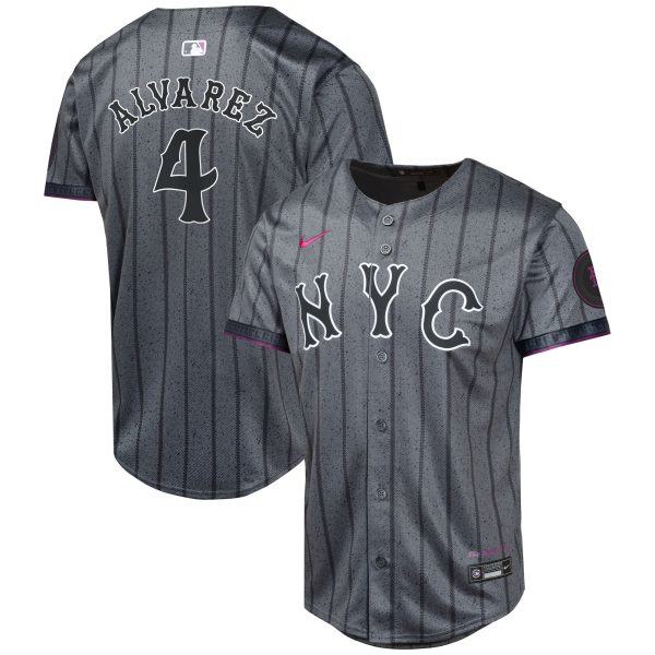 Youth New York Mets Francisco Alvarez Nike Graphite 2024 City Connect Limited Player Jersey