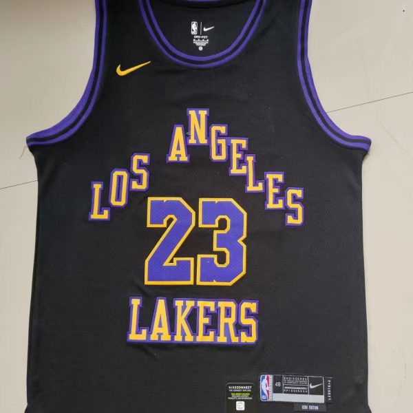 Men's #23 LeBron James Los Angeles Lakers Black City Edition Jersey