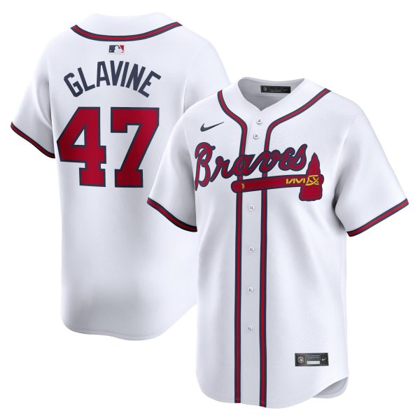 Men's Atlanta Braves #47 Tom Glavine Nike White Home Limited Player Jersey