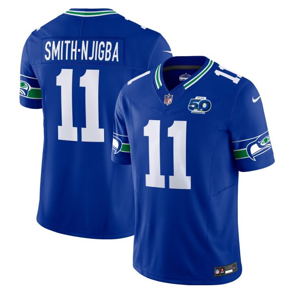 Men's Seattle Seahawks #11 Jaxon Smith-Njigba Nike Royal 50th Season Vapor F.U.S.E. Limited Jersey