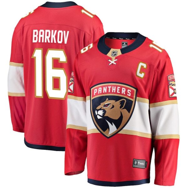 Men's #16 Aleksander Barkov Florida Panthers Captain Patch Home Breakaway Red Jersey