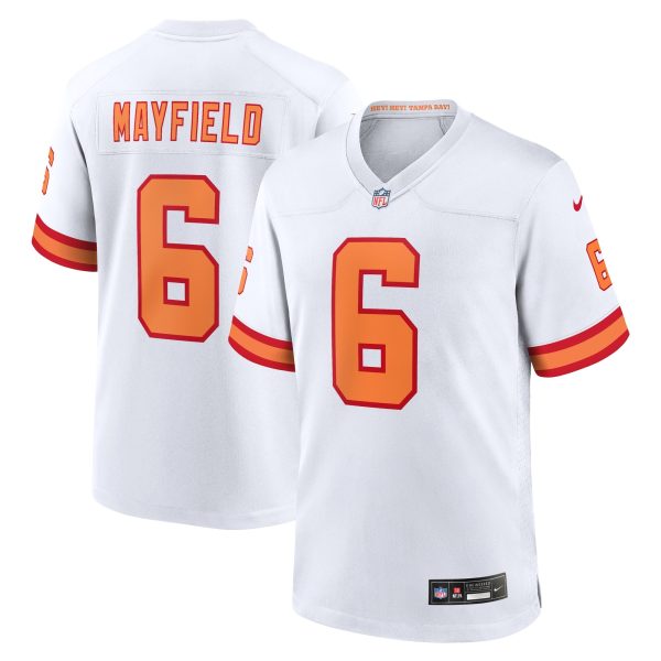 Men's '76 Tampa Bay Buccaneers #6 Baker Mayfield Nike White  Player Game Jersey
