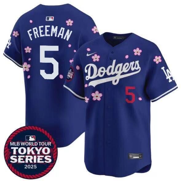Men's #5 Freddie Freeman MLB World Tour Tokyo Series 2025 Los Angeles Dodgers Blue Jersey