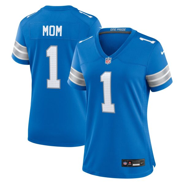 Women's Detroit Lions Number 1 Mom Nike Blue Game Jersey