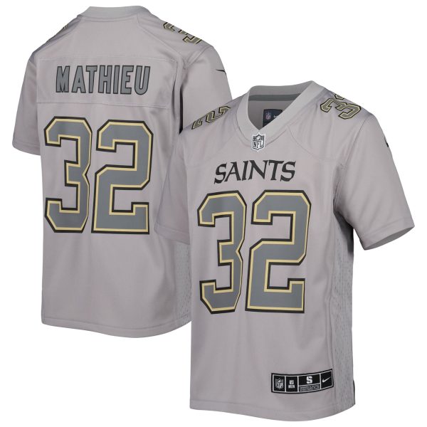 Youth New Orleans Saints Tyrann Mathieu Nike Gray Atmosphere Game Jersey