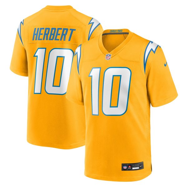 Youth Los Angeles Chargers #10 Justin Herbert Nike Gold Alternate Charger Power Game Player Jersey