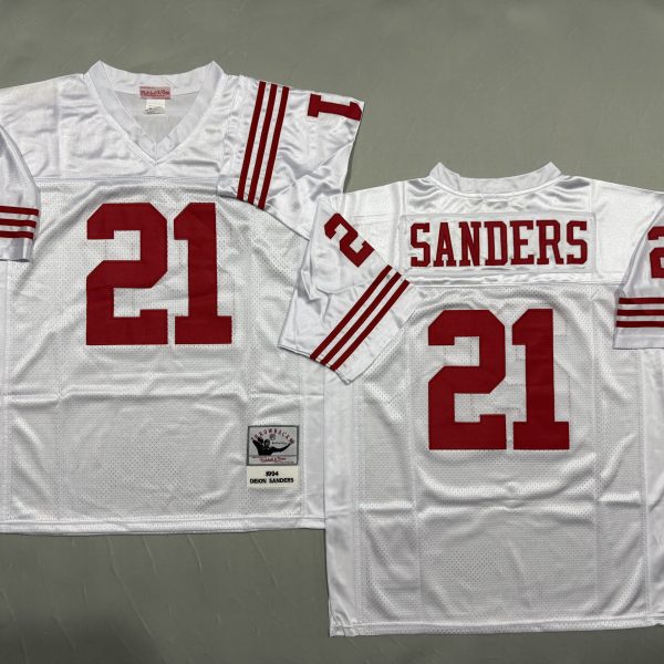 Men's #21 Deion Sanders San Francisco 49ers White Jersey