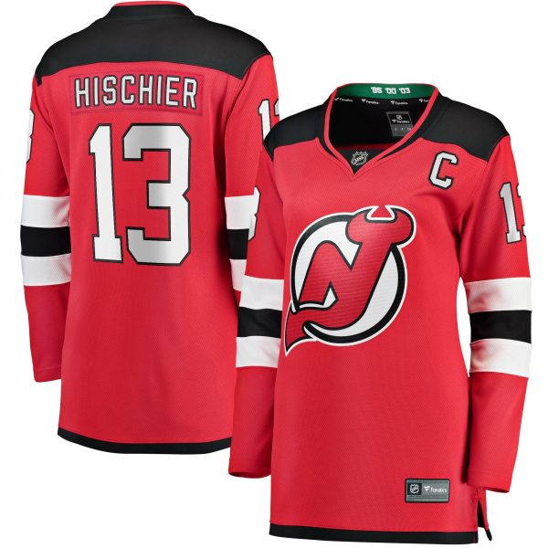 Women's New Jersey Devils Nico Hischier Fanatics Red Captain Patch Home Breakaway Jersey