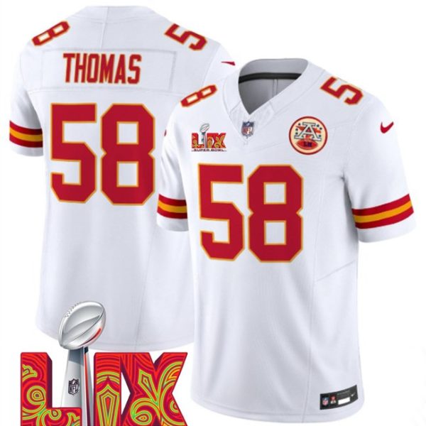 Youth Kansas City Chiefs #58 Derrick Thomas White Super Bowl LIX F.U.S.E. Vapor Limited Stitched Jersey
