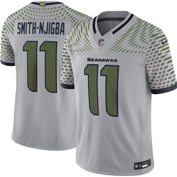 Men's Seattle Seahawks #11 Jaxon Smith-Njigba Gray Rivalries Collection F.U.S.E. Vapor Limited Stitched Jersey