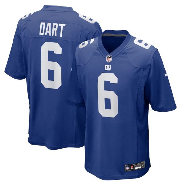 Men's New York Giants #6 Jaxson Dart Nike 2025 NFL Draft First Round Pick Game Royal Jersey