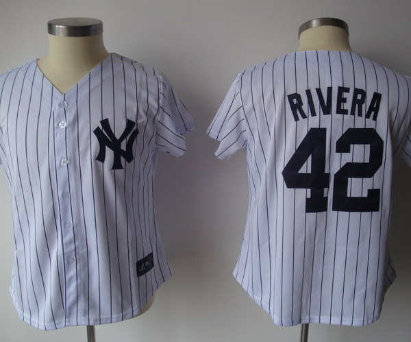 New York Yankees #42 Mariano Rivera White Strip Women's Fashion Stitched MLB Jersey