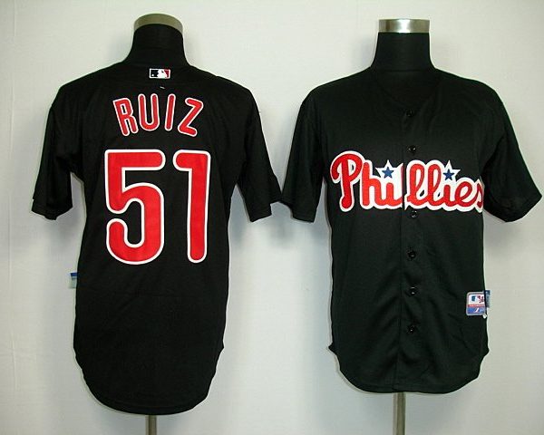 Philadelphia Phillies #51 Carlos Ruiz Black Stitched MLB Jersey