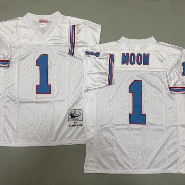 Men's #1 Warren Moon Tennessee Titans White Jersey