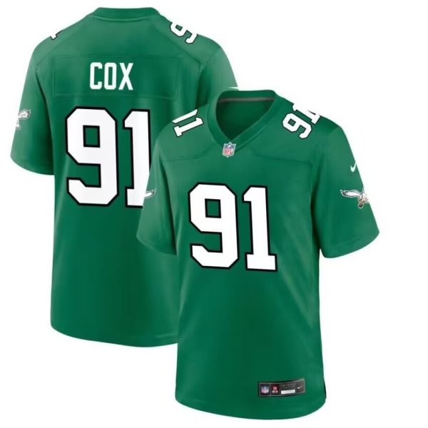 Men's Nike #91 Fletcher Cox Kelly Green Philadelphia Eagles Alternate Game Jersey