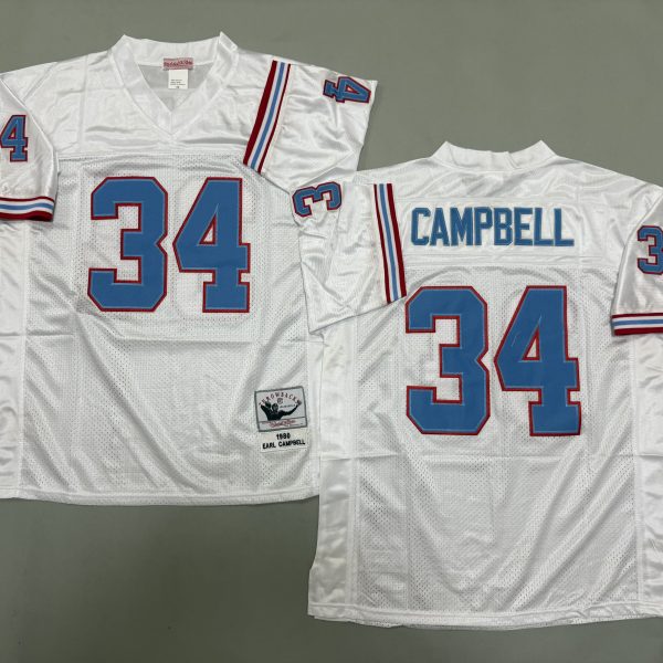 Men's #34 Earl Campbell Tennessee Titans White Jersey