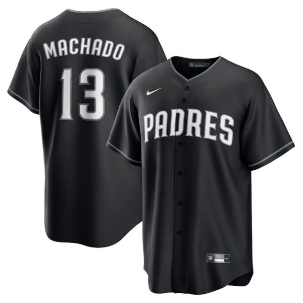 Men's San Diego Padres #13 Manny Machado Nike Black Lights Out Replica Player Jersey