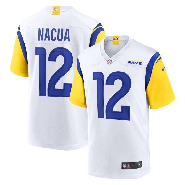 Men's Nike #12 Puka Nacua White Los Angeles Rams Game Player Jersey
