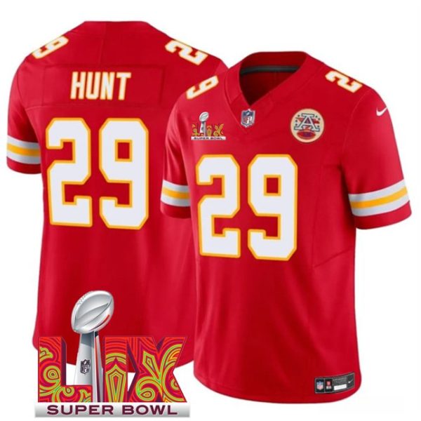 Youth Kansas City Chiefs #29 Kareem Hunt Red Super Bowl LIX F.U.S.E. Vapor Limited Stitched Jersey