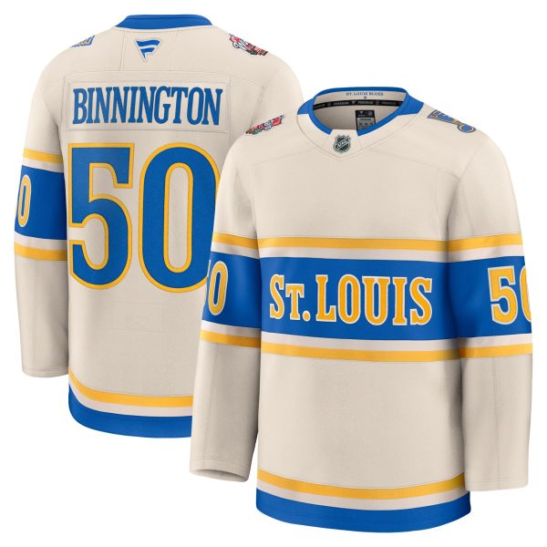 Jordan Binnington #50 St. Louis Blues Fanatics 2025 NHL Winter Classic Premium Player Cream Jersey