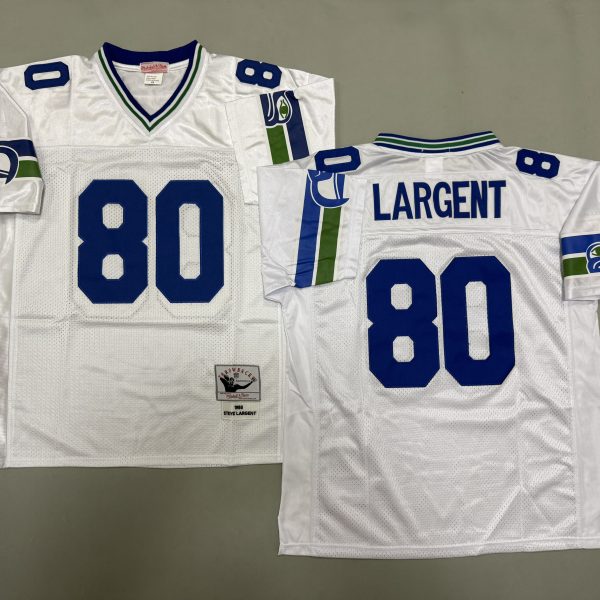 Men's #80 Steve Largent Seattle Seahawks White Jersey