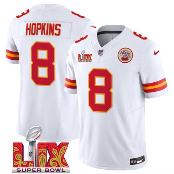 Youth Kansas City Chiefs #8 DeAndre Hopkins White Super Bowl LIX F.U.S.E. Vapor Limited Stitched Jersey
