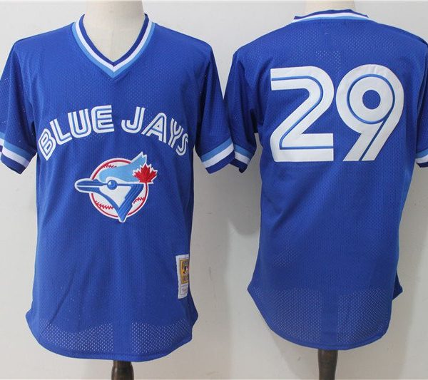 Mitchell and Ness Toronto Blue Jays #29 Devon Travis Blue MLB Jersey