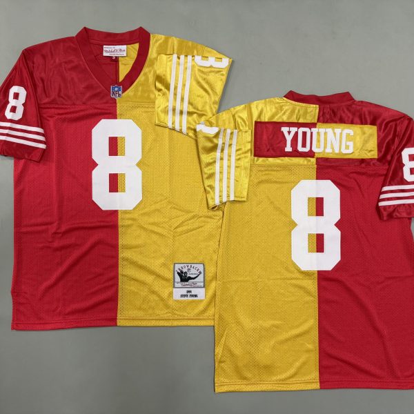 Men's #8 Steve Young San Francisco 49ers Red and Yellow Jersey