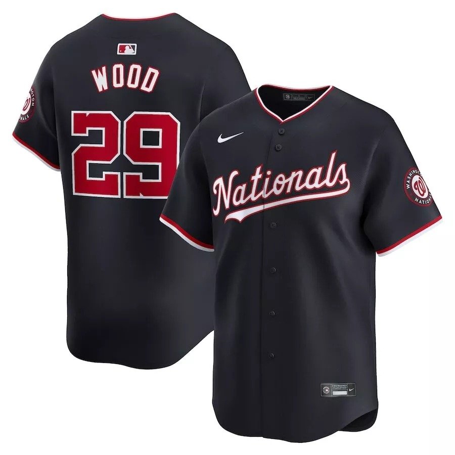 Men's Washington Nationals James Wood #29 Nike Navy MLB Jersey