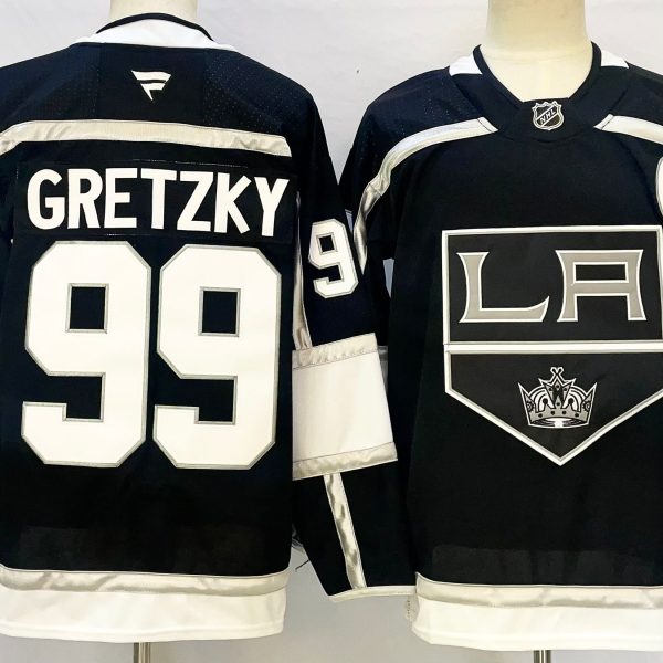 Men's #99 Wayne Gretzky Los Angeles Kings Black And White City Edition Jersey