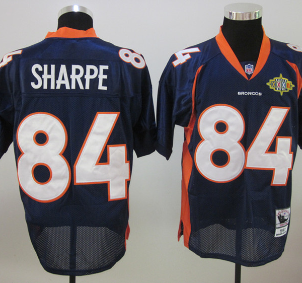 Mitchell And Ness Denver Broncos #84 Shannon Sharpe Blue With Super Bowl Patch Stitched NFL Jersey