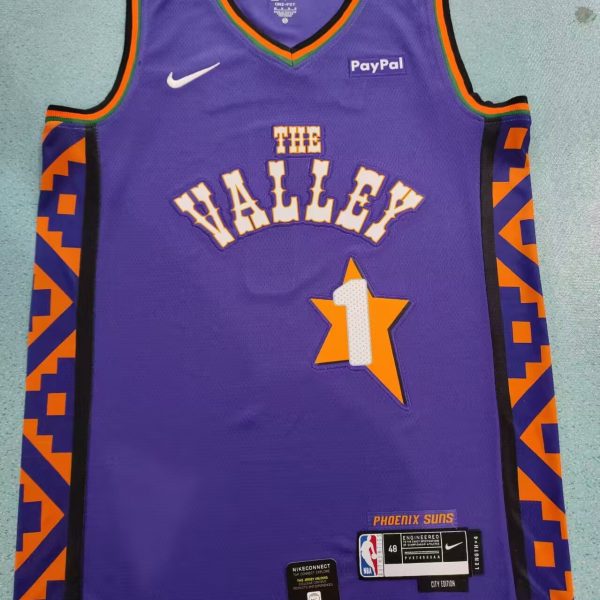 Men's #1 Devin Booker Phoenix Suns Purple City Edition Jersey