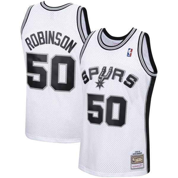 Men's San Antonio Spurs David Robinson Mitchell & Ness White 1998/99 Hardwood Classics Swingman Jersey