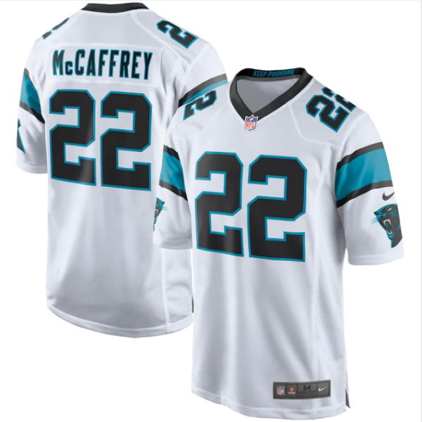 Men's Nike Carolina Panthers #22 Christian McCaffrey White NFL Limited Jersey